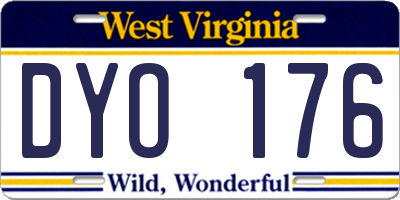 WV license plate DYO176