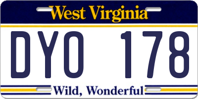 WV license plate DYO178