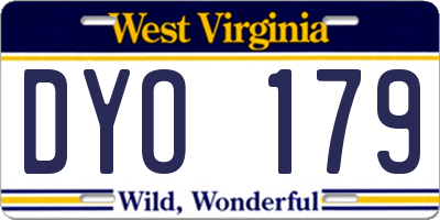 WV license plate DYO179