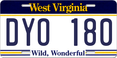 WV license plate DYO180
