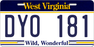 WV license plate DYO181