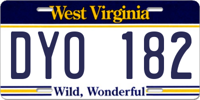WV license plate DYO182