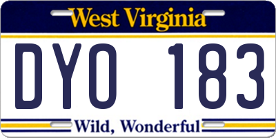 WV license plate DYO183
