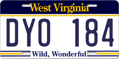 WV license plate DYO184