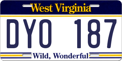 WV license plate DYO187
