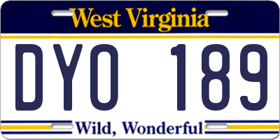 WV license plate DYO189