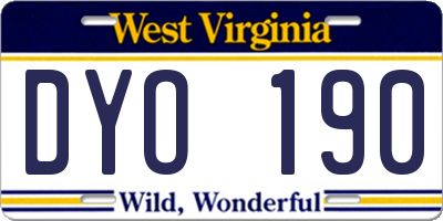 WV license plate DYO190