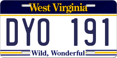 WV license plate DYO191