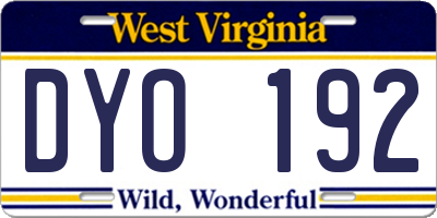 WV license plate DYO192