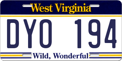 WV license plate DYO194