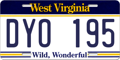 WV license plate DYO195