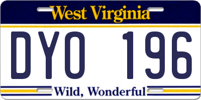 WV license plate DYO196