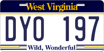 WV license plate DYO197