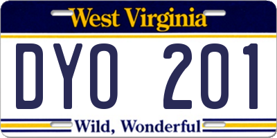 WV license plate DYO201