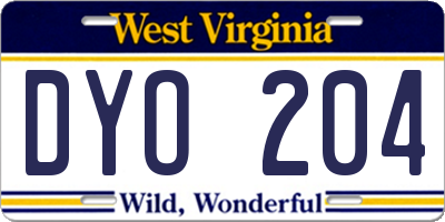 WV license plate DYO204