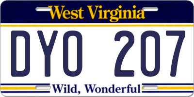 WV license plate DYO207