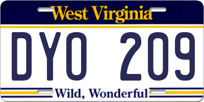WV license plate DYO209