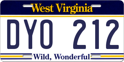 WV license plate DYO212