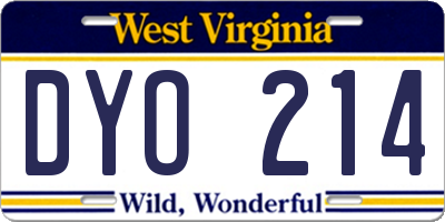 WV license plate DYO214