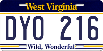 WV license plate DYO216