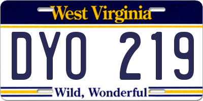 WV license plate DYO219