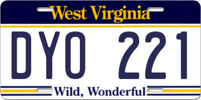 WV license plate DYO221