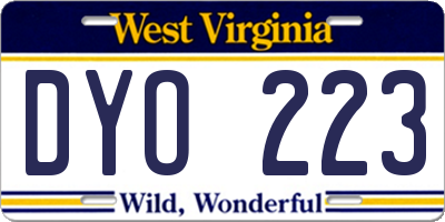 WV license plate DYO223