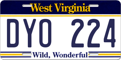 WV license plate DYO224