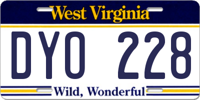 WV license plate DYO228