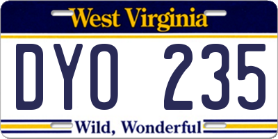 WV license plate DYO235