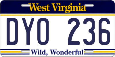WV license plate DYO236