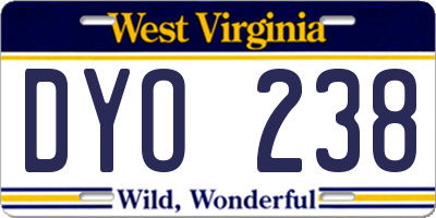 WV license plate DYO238
