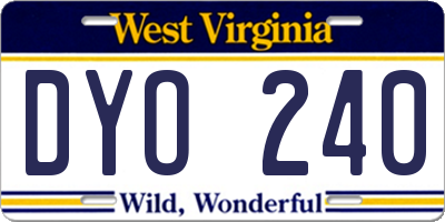 WV license plate DYO240
