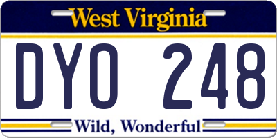 WV license plate DYO248