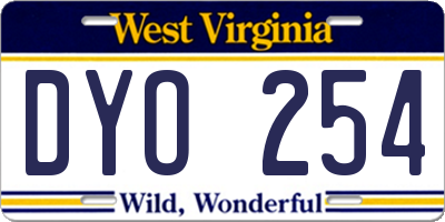 WV license plate DYO254