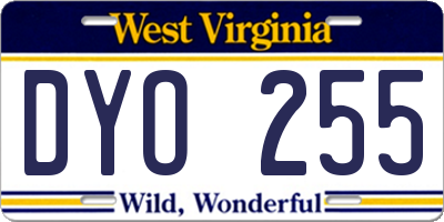 WV license plate DYO255