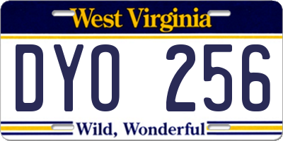 WV license plate DYO256