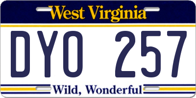 WV license plate DYO257