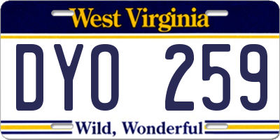 WV license plate DYO259