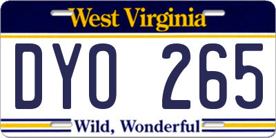 WV license plate DYO265
