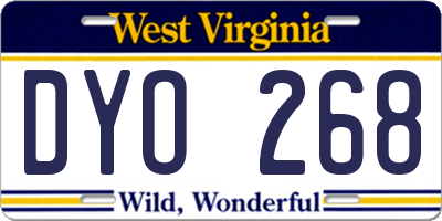 WV license plate DYO268