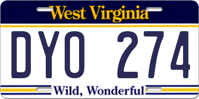 WV license plate DYO274