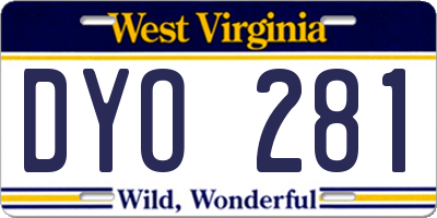 WV license plate DYO281