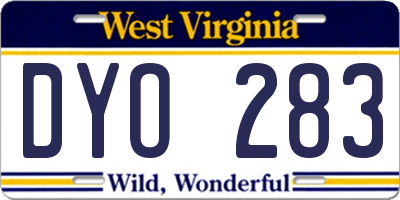WV license plate DYO283
