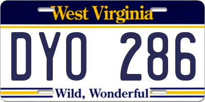 WV license plate DYO286