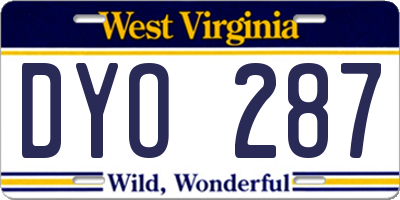 WV license plate DYO287