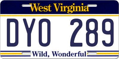 WV license plate DYO289