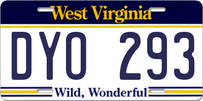 WV license plate DYO293