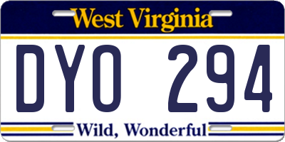 WV license plate DYO294