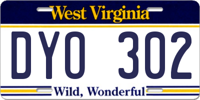 WV license plate DYO302